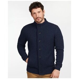 NWT Barbour Tisbury Cardigan Sweater 2XL Wool Silk Blue Tweed Fleck Old Money UK